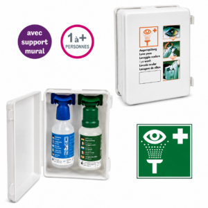 Trousse oculaire - 1 flacon lavage 500+1 flacon pH neutre 250 ml + support mural