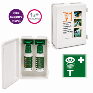 Trousse oculaire - 2 flacons lavage 200 et 500 ml - avec support mural